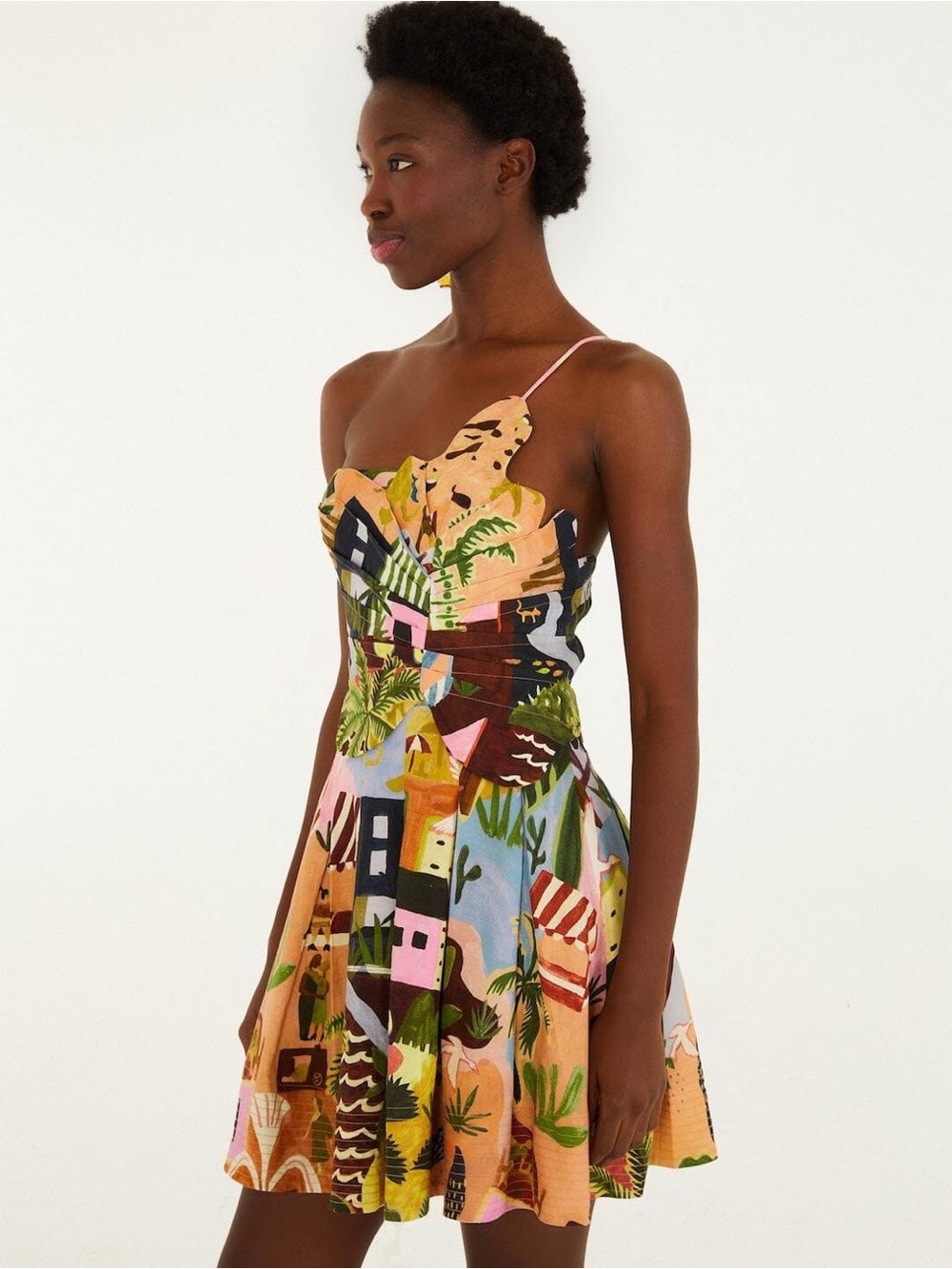 Farm Rio: Multicolor Tropical Painting Mini
Dress - DT